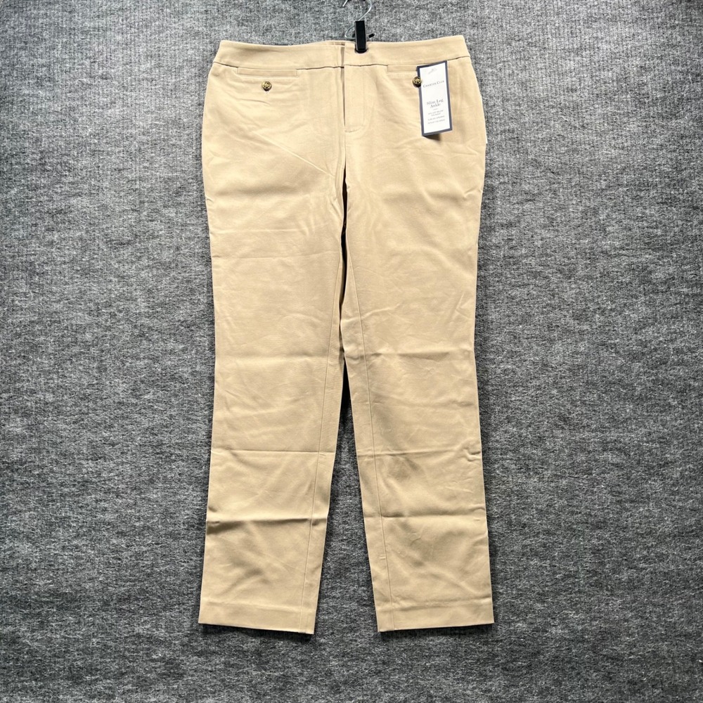 Charter Club Slim Leg Ankle Pants Sedona Dust Tan Beige Womens 10 100025029MS